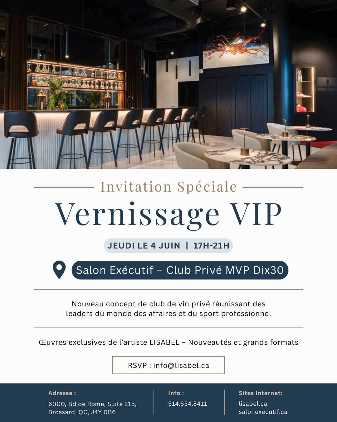 Official invitation for the Lisabel VIP vernissage