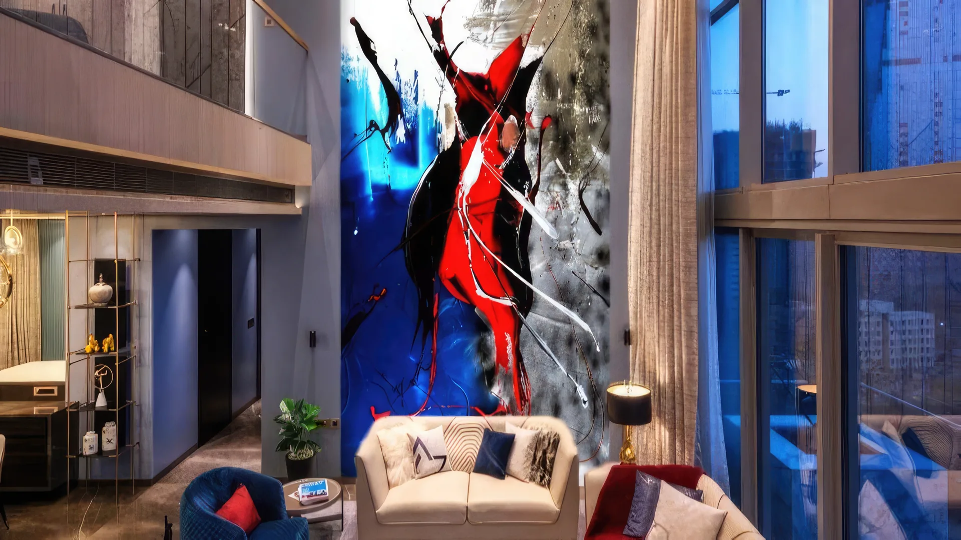 Abstract Lisabel artwork installed in a bright interior